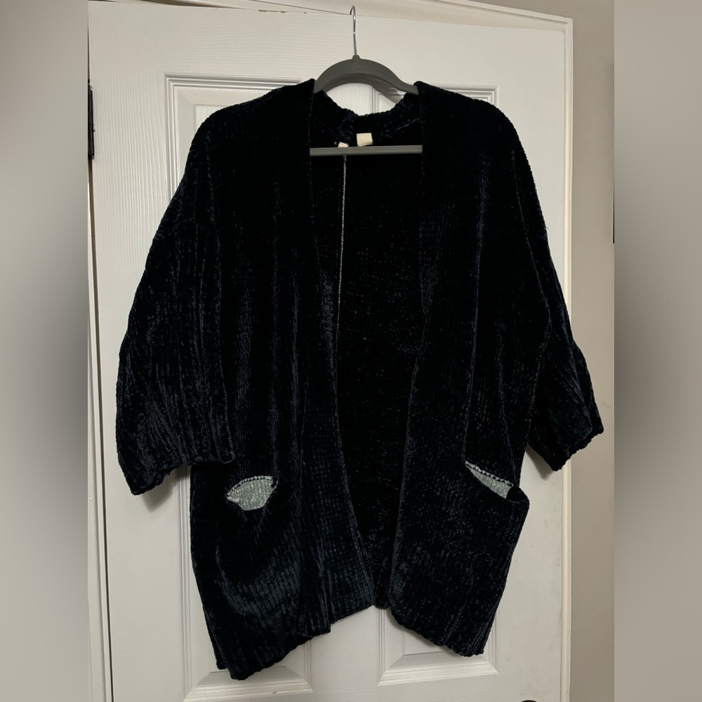 Anthropologie navy chenille open cardigan-excellent used condition!! 🍂